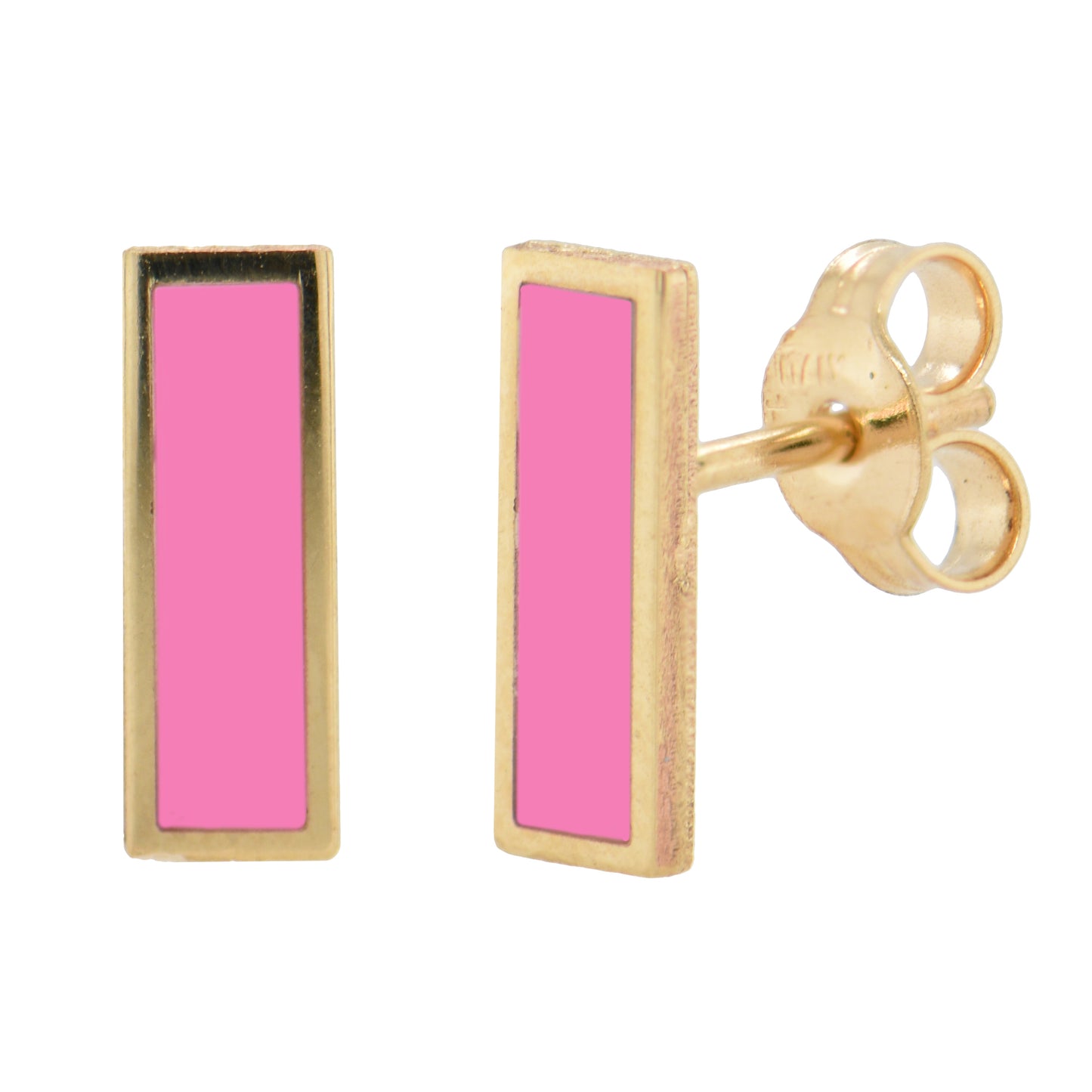 14K Italian Gold Gemstone Bar Stud Earrings