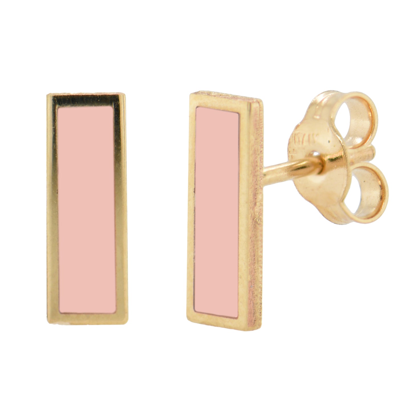 14K Italian Gold Gemstone Bar Stud Earrings