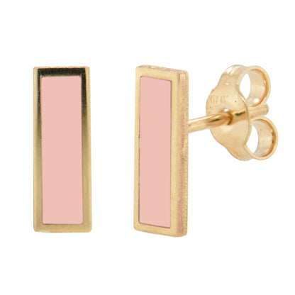 14K Italian Gold Gemstone Bar Stud Earrings