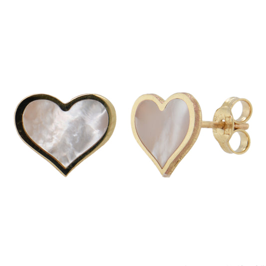 14K Italian Gold Gemstone Heart Stud Earrings