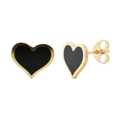 14K Italian Gold Gemstone Heart Stud Earrings