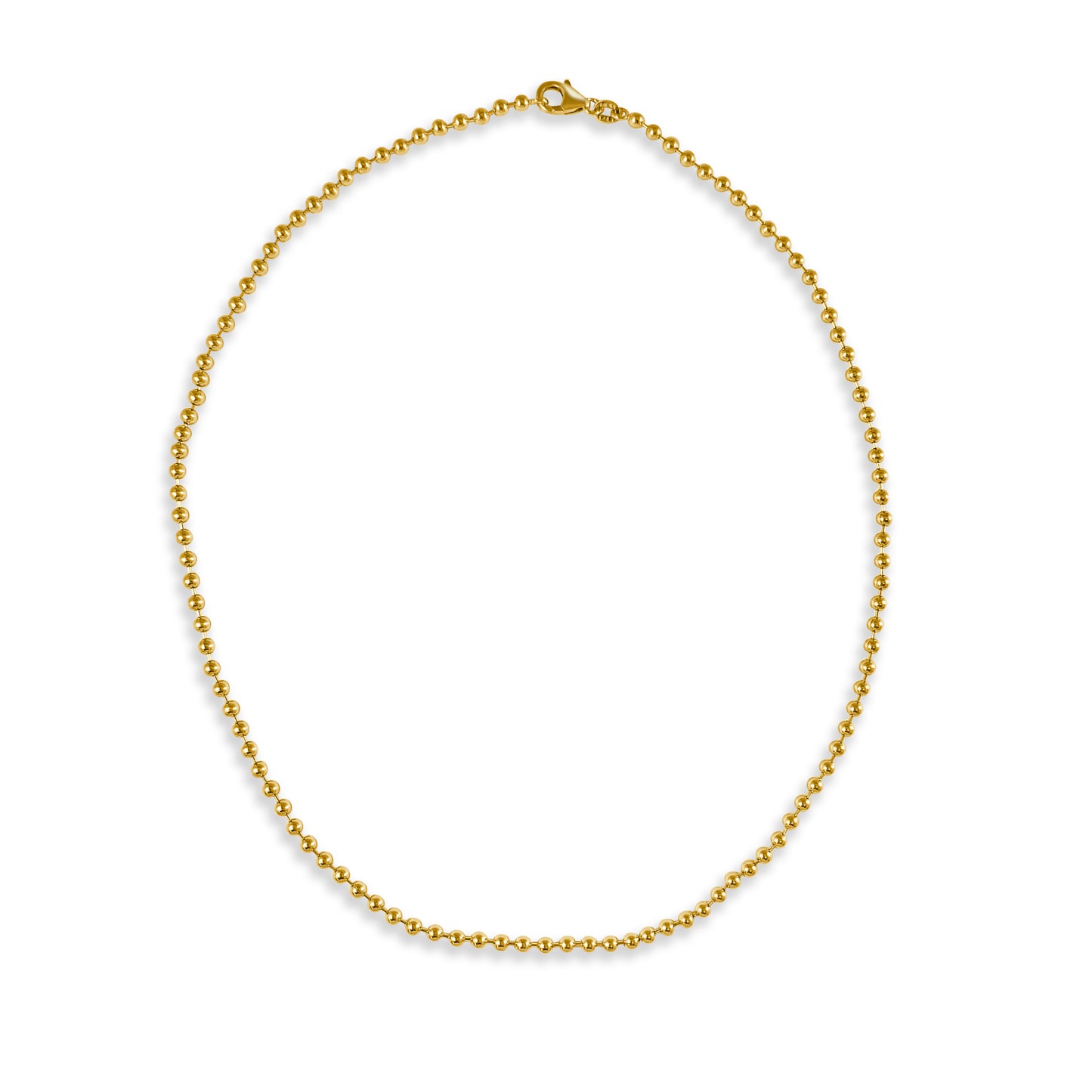 14K Italian Gold 3mm Beaded Chain 18" Necklace
