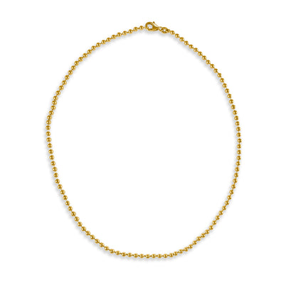 14K Italian Gold 3mm Beaded Chain 18" Necklace