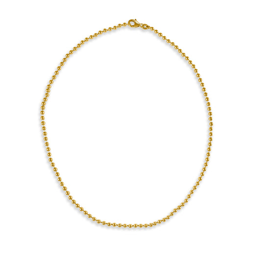 14K Italian Gold 3mm Beaded Chain 18" Necklace