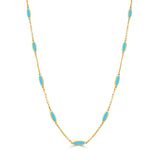 14K Italian Gold Turquoise Bar Station Necklace