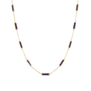 14K Italian Gold Gemstone Bar Station Necklace