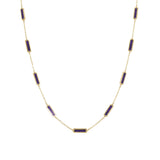 14K Italian Gold Gemstone Bar Station Necklace