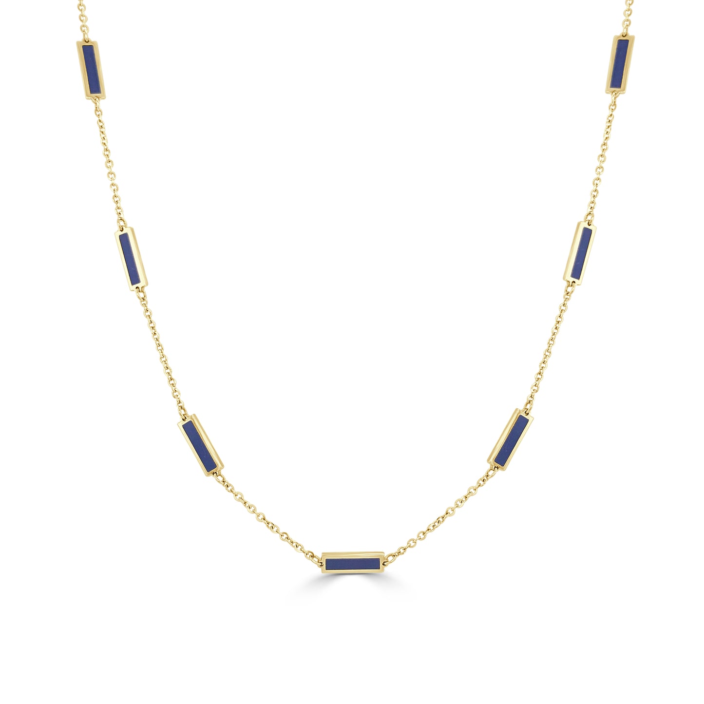 14K Italian Gold Gemstone Bar Station Necklace