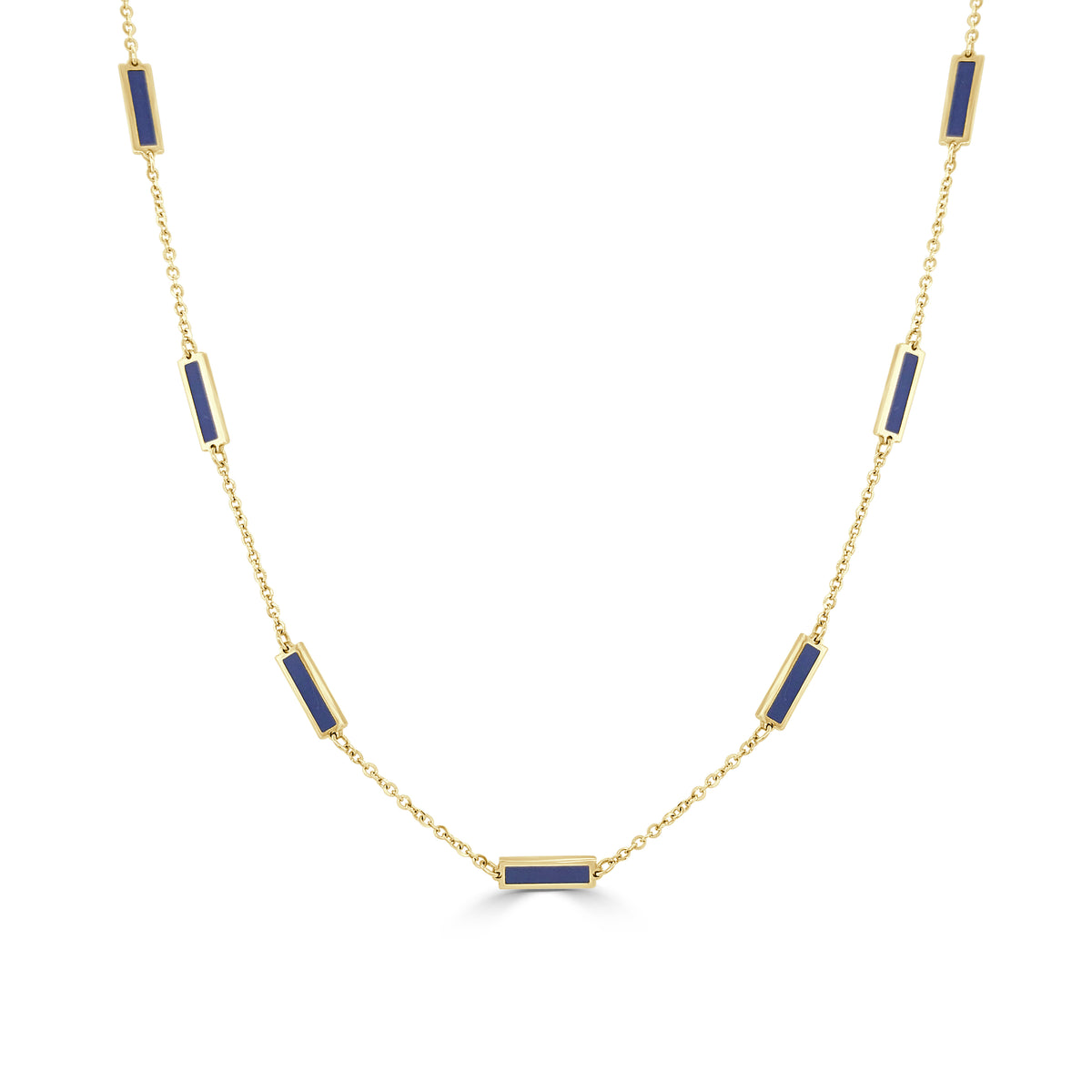 14K Italian Gold Gemstone Bar Station Necklace