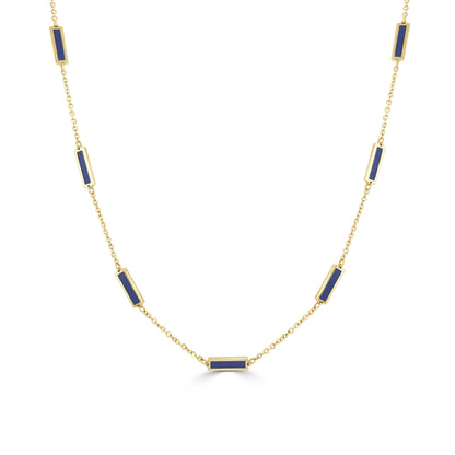 14K Italian Gold Gemstone Bar Station Necklace