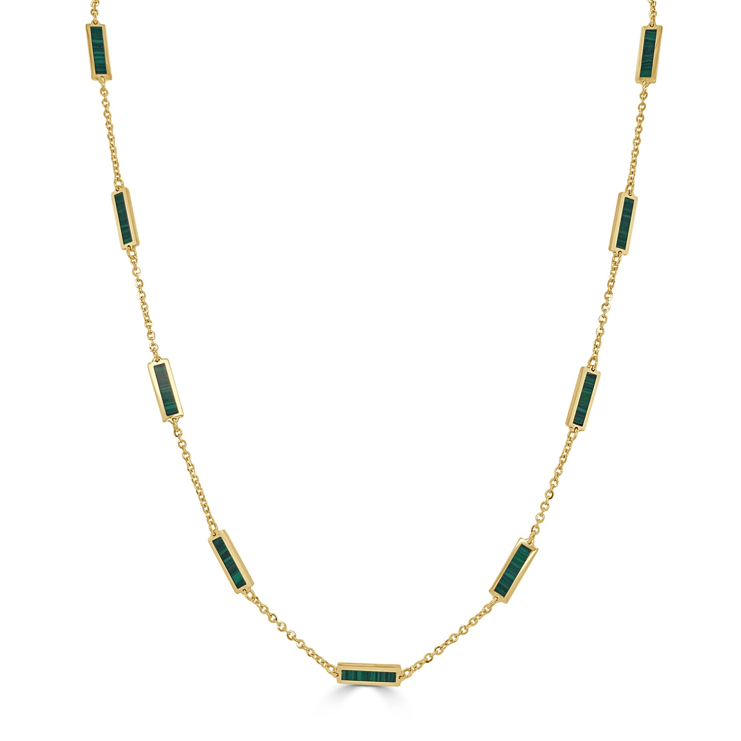 14K Italian Gold Gemstone Bar Station Necklace