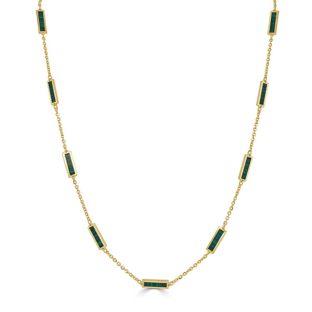 14K Italian Gold Gemstone Bar Station Necklace