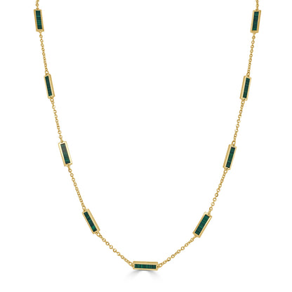 14K Italian Gold Gemstone Bar Station Necklace