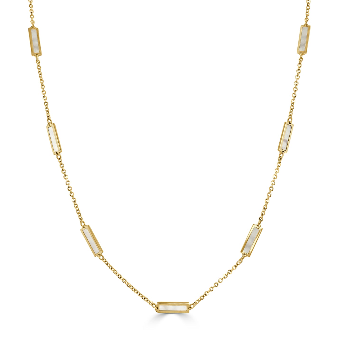 14K Italian Gold Gemstone Bar Station Necklace