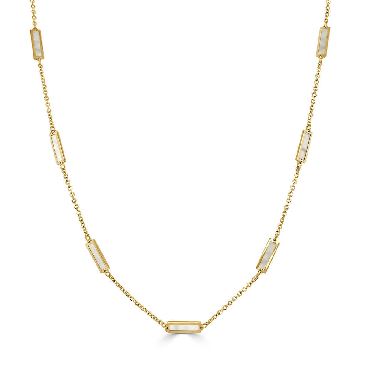 14K Italian Gold Gemstone Bar Station Necklace