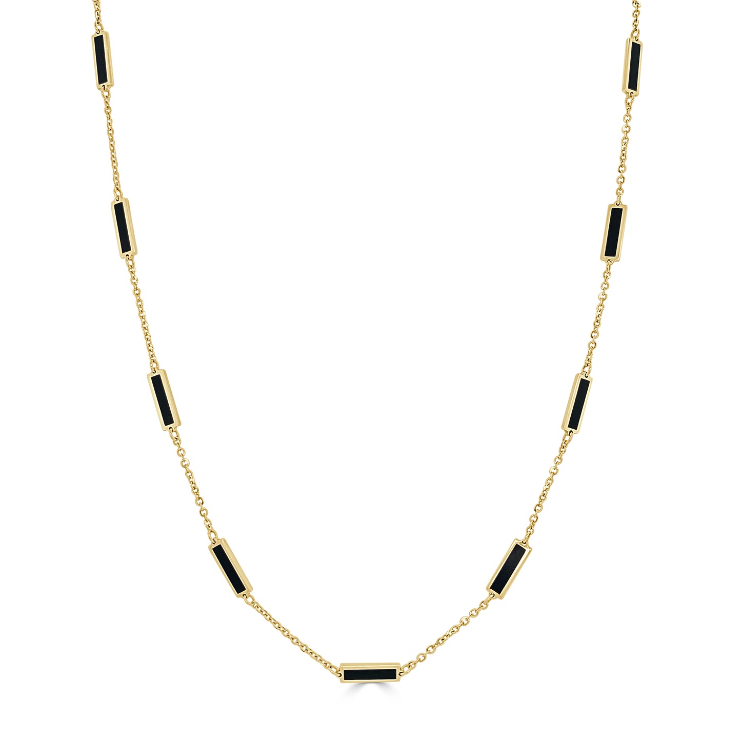 14K Italian Gold Gemstone Bar Station Necklace