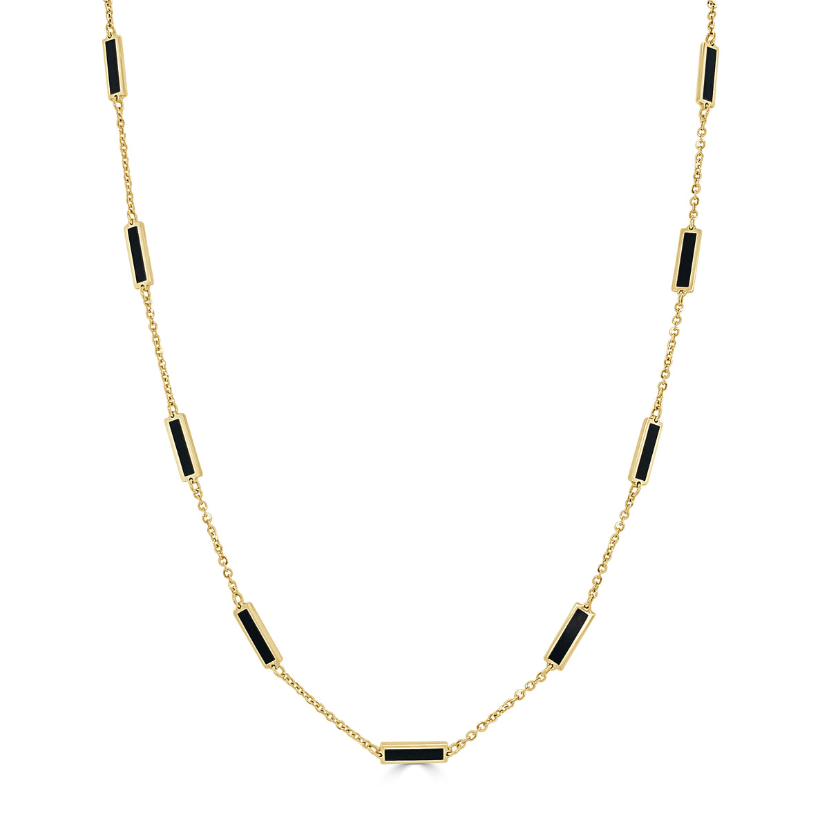 14K Italian Gold Gemstone Bar Station Necklace