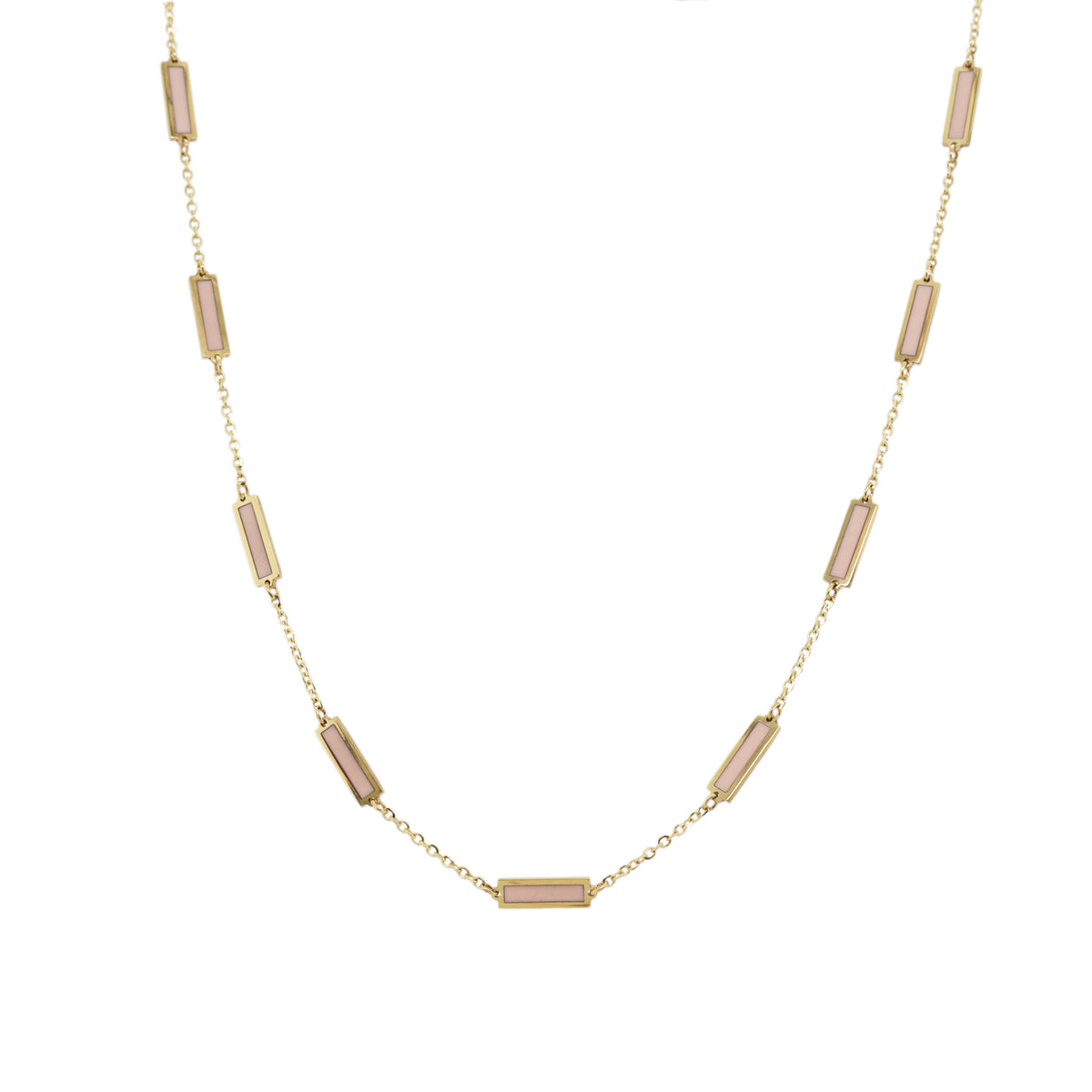 14K Italian Gold Gemstone Bar Station Necklace