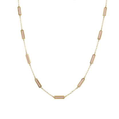 14K Italian Gold Gemstone Bar Station Necklace
