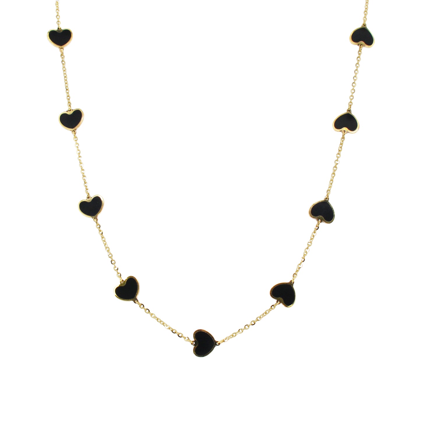 14K Italian Gold Gemstone Heart Station Necklace