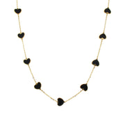 14K Italian Gold Gemstone Heart Station Necklace