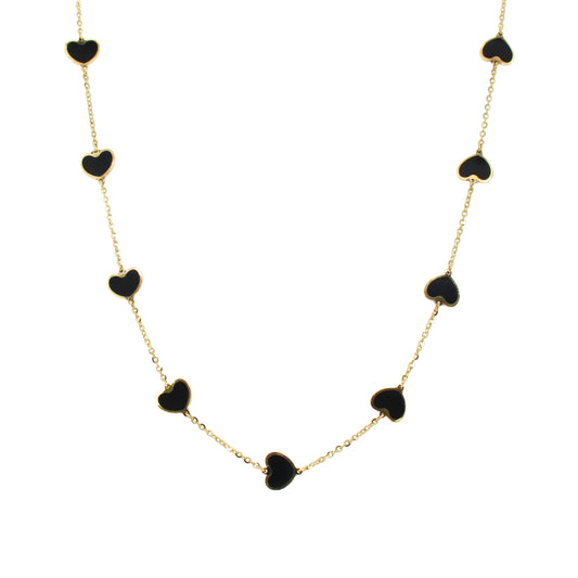 14K Italian Gold Gemstone Heart Station Necklace