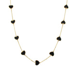 14K Italian Gold Gemstone Heart Station Necklace