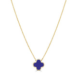 14K Italian Gold Gemstone Clover Solitaire Necklace