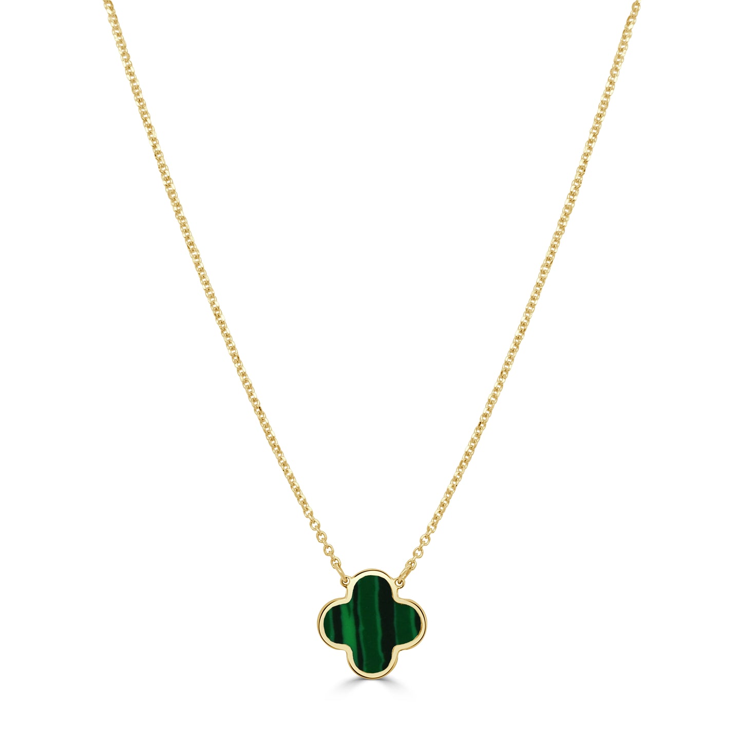 14K Italian Gold Gemstone Clover Solitaire Necklace