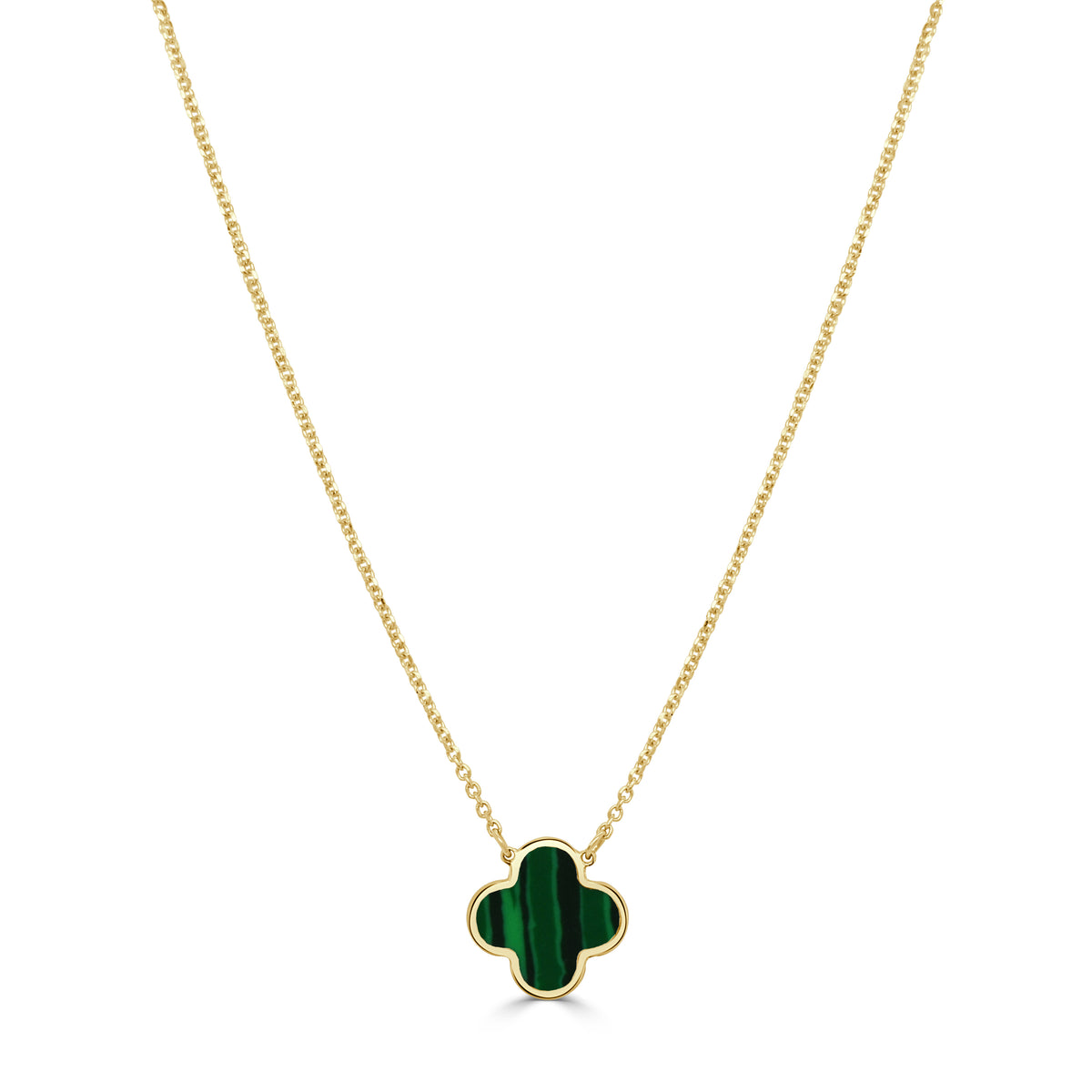 14K Italian Gold Gemstone Clover Solitaire Necklace