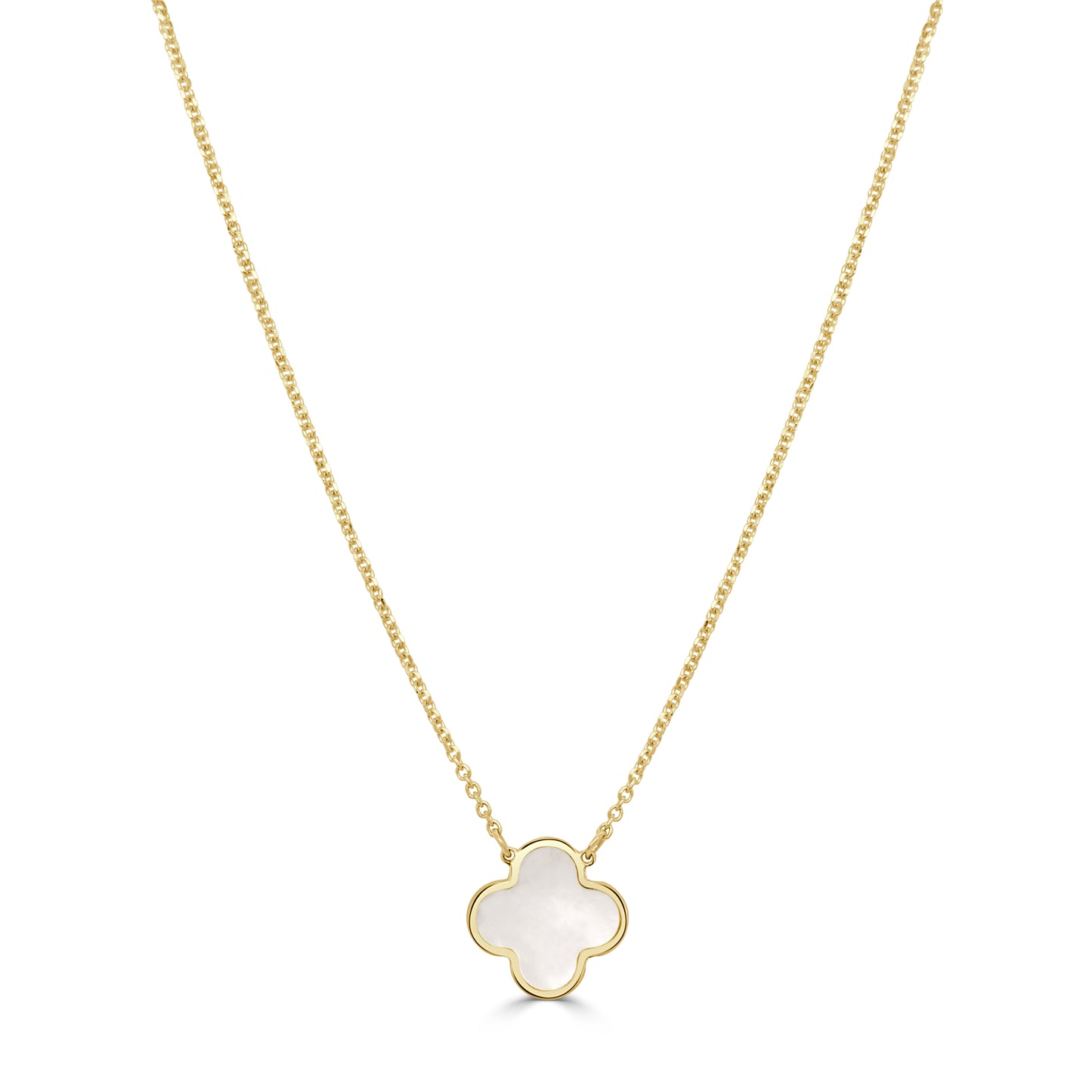 14K Italian Gold Gemstone Clover Solitaire Necklace