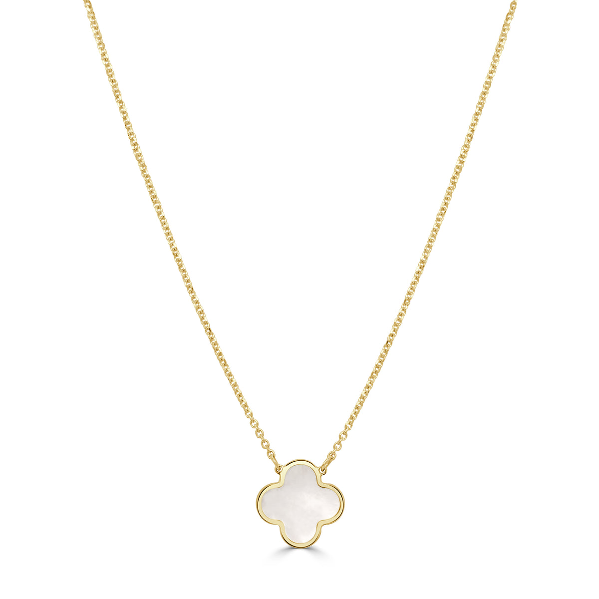 14K Italian Gold Gemstone Clover Solitaire Necklace