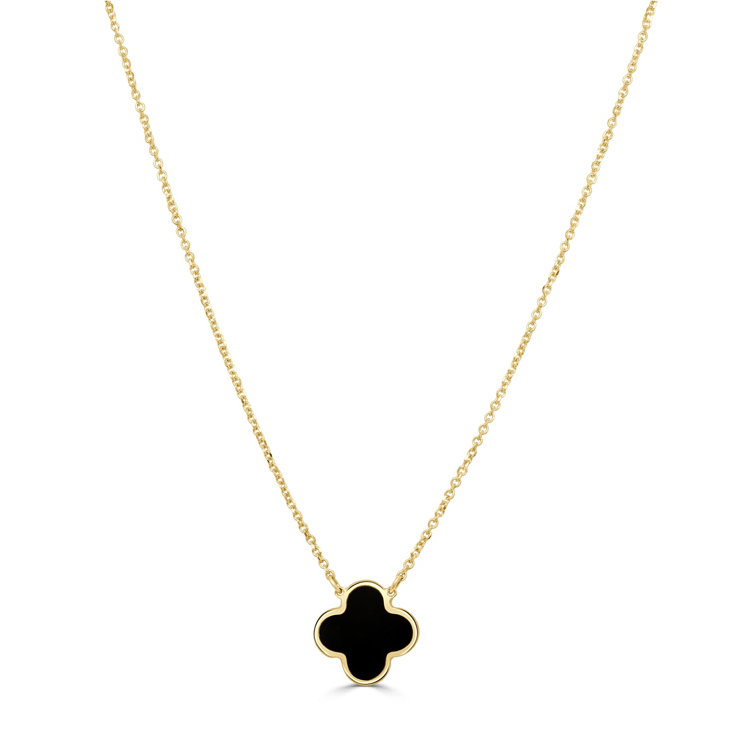 14K Italian Gold Gemstone Clover Solitaire Necklace