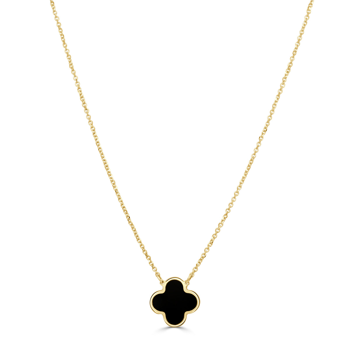 14K Italian Gold Gemstone Clover Solitaire Necklace
