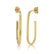 14K Italian Gold 1.25" Oval Open Hoop Earrings