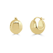 14K Italian Gold Domed Wide Huggie Hoop Earrings