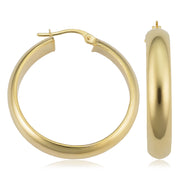 14K Italian Gold Round 1" Hoop Earrings
