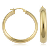 14K Italian Gold Round 1" Hoop Earrings