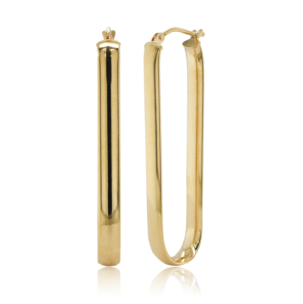 14K Italian Gold 1.5" Paperclip Hoop Earrings