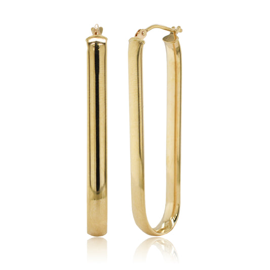 14K Italian Gold 1.5" Paperclip Hoop Earrings