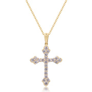 Beverly Hills Elegance 14K Gold 0.76ctw Diamond Cross Pendant with Chain