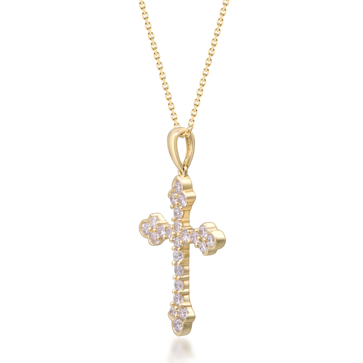 Beverly Hills Elegance 14K Gold 0.76ctw Diamond Cross Pendant with Chain