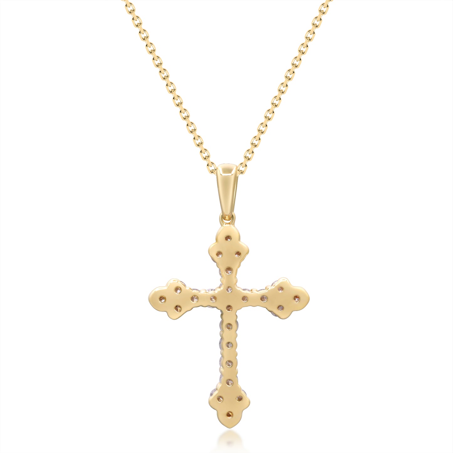 Beverly Hills Elegance 14K Gold 0.76ctw Diamond Cross Pendant with Chain