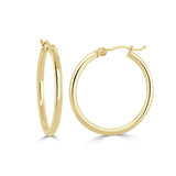 14K Italian Gold Round Tube 25mm Hoop Earrings