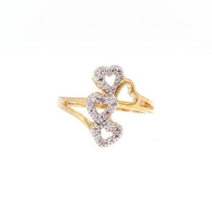 Gold Plated Diamond Accented Cascading Hearts Ring