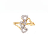 Gold Plated Diamond Accented Cascading Hearts Ring