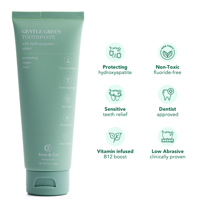 Terra & Co. Gentle Green™ Fluoride-Free Sensitive Toothpaste with Hydroxyapatite & B12