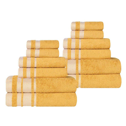 Superior "Hays" 100% Cotton Textured 12-Piece Towel Set
