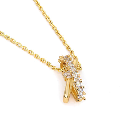 TRYNDI 18K Gold Plated "Golden Twist" Swarovski Crystal Necklace