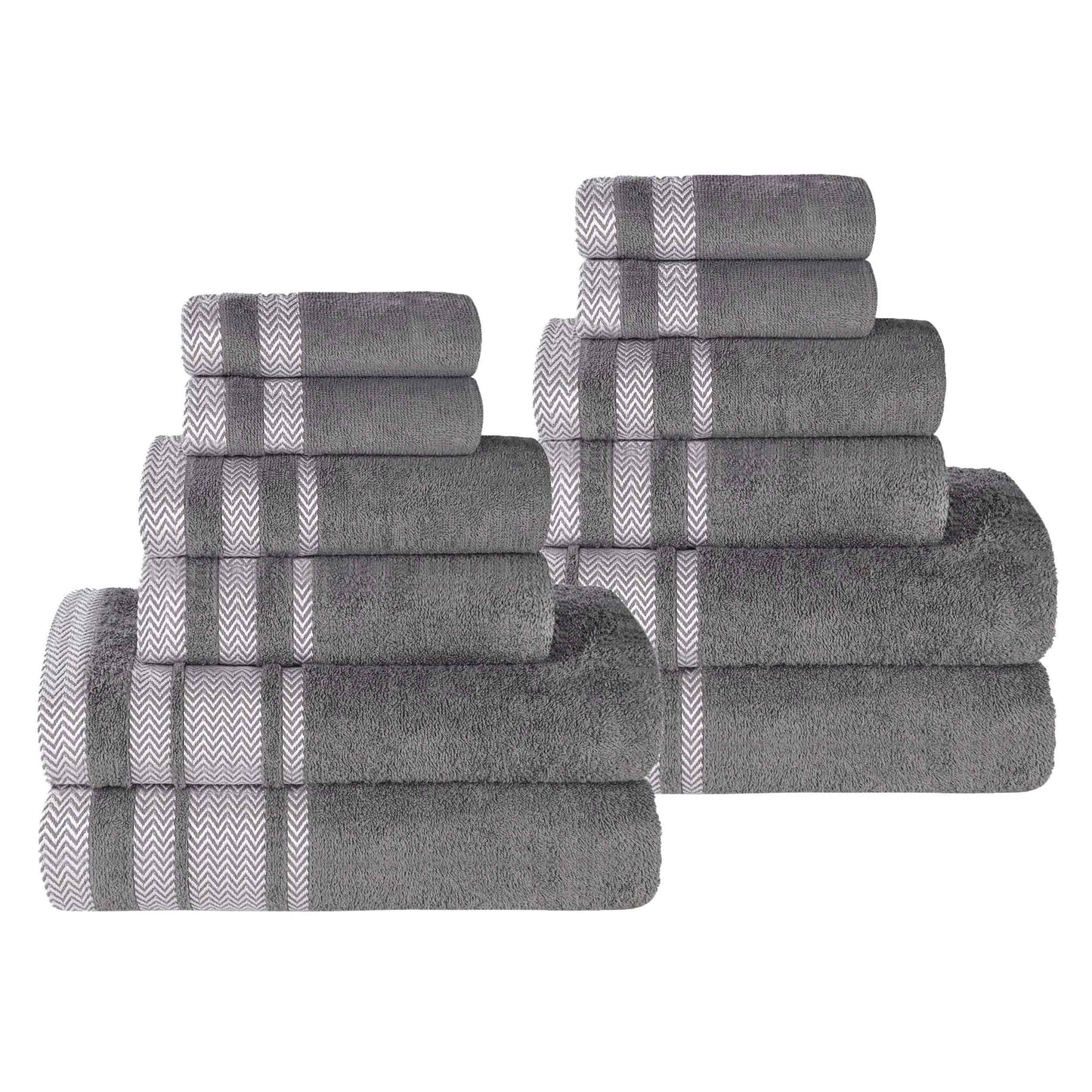 Superior "Hays" 100% Cotton Textured 12-Piece Towel Set